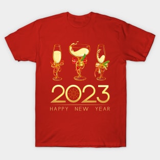 2023 New Years Eve Party Supplies Happy New Year Family Kids T-Shirt